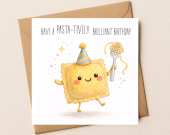 Ravioli Birthday Card: Funny Italian Food Pun, Celebration Greeting Card