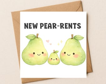 New Pear-ents Karte: Aquarell Familie Herzlichen Glückwunsch