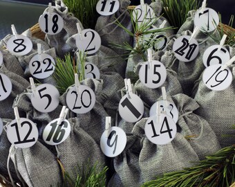 Adventskalender Säckchen, Adventskalender zum befüllen, Adventskalender Stoff, Weihnachtsgeschenk, Adventskalender 2023, Geschenk