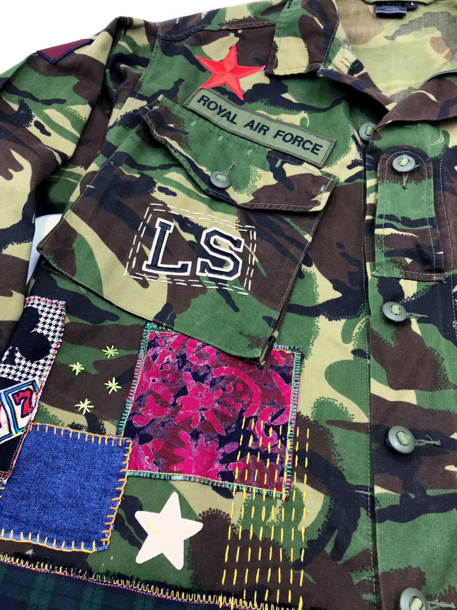 Camo Patchwork Military Jacket Etsy