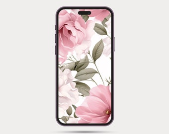 Floral Phone Wallpaper | Botanical Style iPhone or Android Wallpaper | Boho Watercolor Style | Minimalist Phone Wallpaper: Rose 4.3