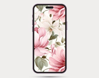 Floral Phone Wallpaper | Botanical Style iPhone or Android Wallpaper | Boho Watercolor Style | Minimalist Phone Wallpaper: Rose 5.2