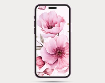 Floral Phone Wallpaper | Botanical Style iPhone or Android Wallpaper | Boho Watercolor Style | Minimalist Phone Wallpaper: Rose 1.1