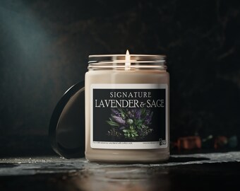 Signature Lavender & Sage Candle - Vela de soja perfumada / Vela de regalo / Vela de decoración / Regalo para ella / Cumpleaños / Navidad / Acción de gracias