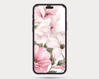 Floral Phone Wallpaper | Botanical Style iPhone or Android Wallpaper | Boho Watercolor Style | Minimalist Phone Wallpaper: Rose 4.2