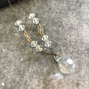 Mooie vintage art deco heldere kristallen druppel lavaliere hanger ketting