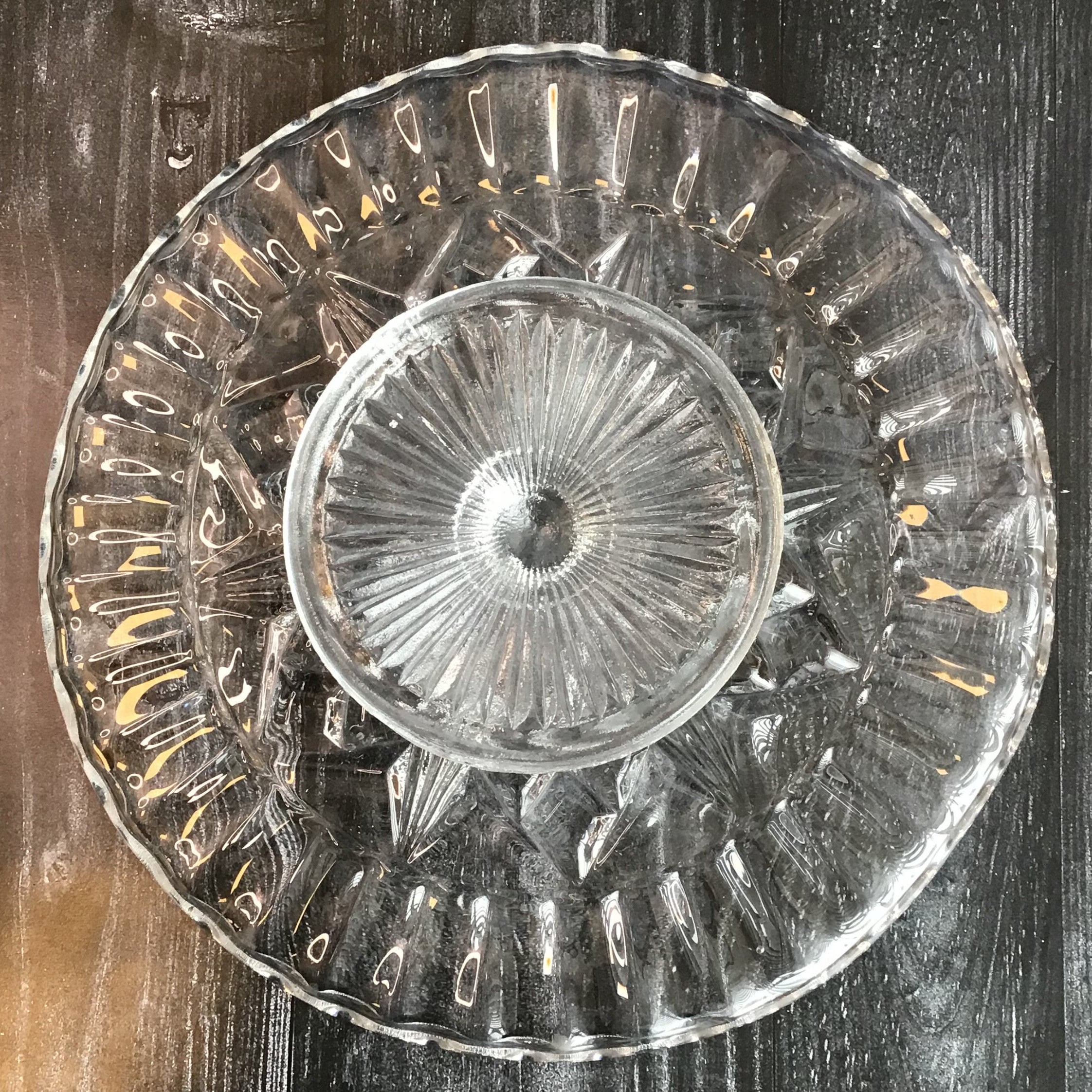 ヴィンテージ クリアガラス ケーキスタンド フィンランドでみつけたガラスのケーキスタンド（クリア）中 - presse