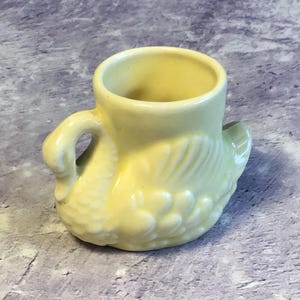 Pretty Vintage Mid Century Yellow Ceramic Swan Egg Cup or Small Posy Vase