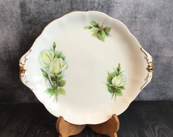 Vintage Roslyn Fine Bone China Cake Plate - Harry Wheatcroft Authentic Roses Virgo Pattern