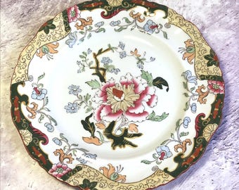 Antiker 19th Century Ashwertiger Bros Hanley Handbemalter Chinoiserie Luncheon Teller