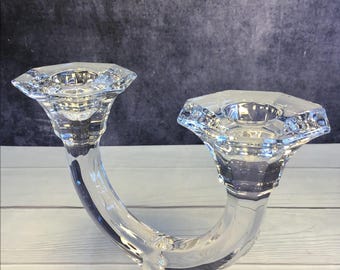 Vintage Villeroy and Boch Lead Crystal Two Arm Verdi Candlestick