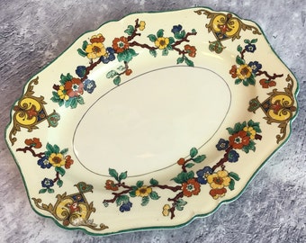 Plato para servir de porcelana antigua John Maddock & Sons Ltd Royal Ivory de los años 1920, diseño Minerva, plato para servir Art Deco vintage de 10 pulgadas