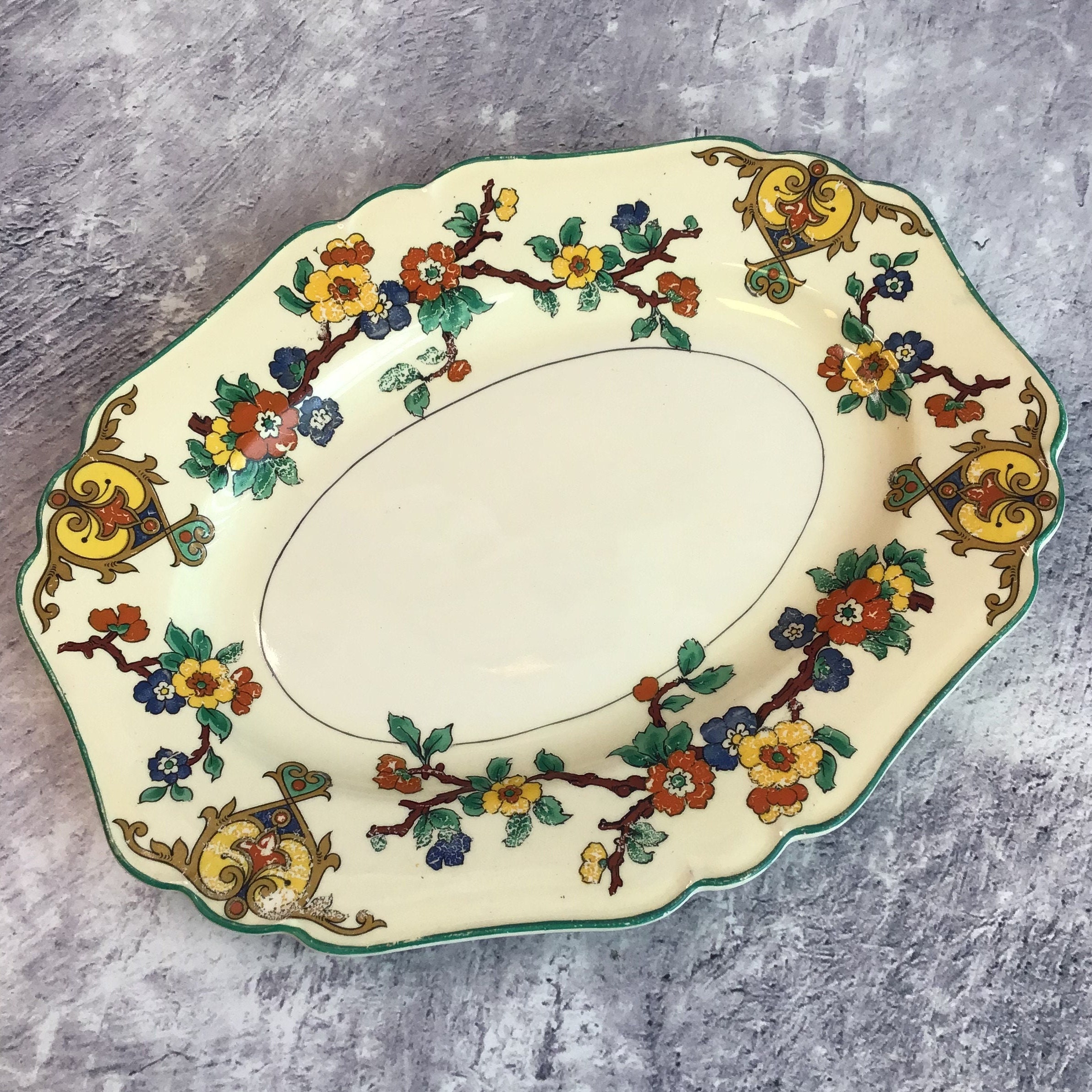 John Maddock & Sons Ltd 花柄陶器皿英国製 Antique 1920s John Maddock &