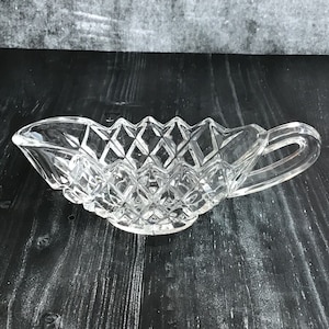 Vintage Pressed Glass Sauce Boat / Cream Jug Pourer, Sawtooth Edge Design