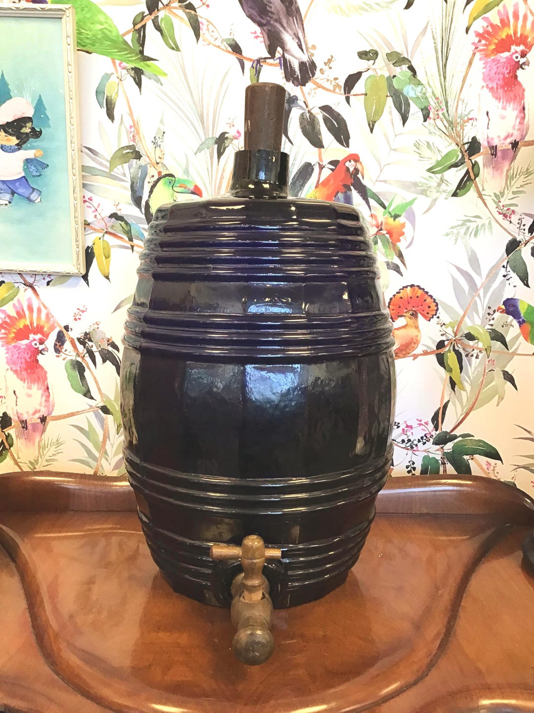 Barrell Container Cologne Rare Antique French Cobalt Blue Glass Perfume Barrel With Wooden Bung ...