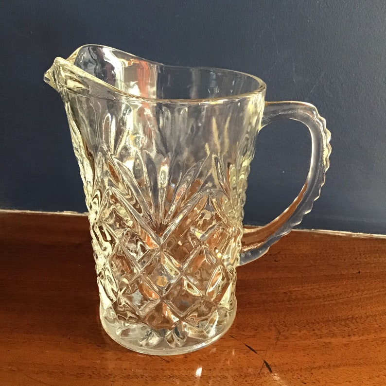 Beautiful Vintage Pressed Glass Creamer Large Cream Jug Mini Etsy