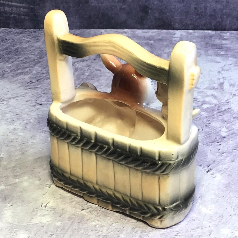 Vintage Mid Century Bambi Deer and Bluebird Ceramic Kitsch Planter