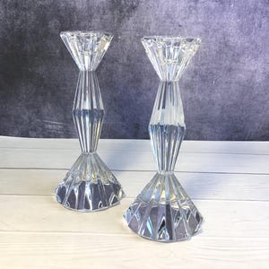 Stunning Pair of Vintage Tipperary Crystal Versailles Candlesticks, Irish Lead Crystal Ribbed Brilliance Candle Holders