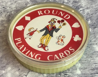 Vintage Mid Century Round Playing Cards - Bahama Islands in Fluted Plastic Case, WPP & Toys MFY Made in Hong Kong, Vintage Card Deck