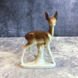 Vintage Mid Century Porcelain Deer - Foreign 10615, Vintage Ceramic Faun, China Fawn