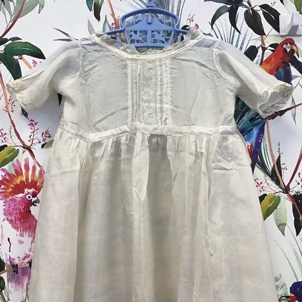 Beautiful Vintage Antique Silk and Lace Christening Gown, Baby Baptism Robe