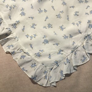 Vintage / Antique Flounced Baby Pillowcase - Blue and Yellow Ducks