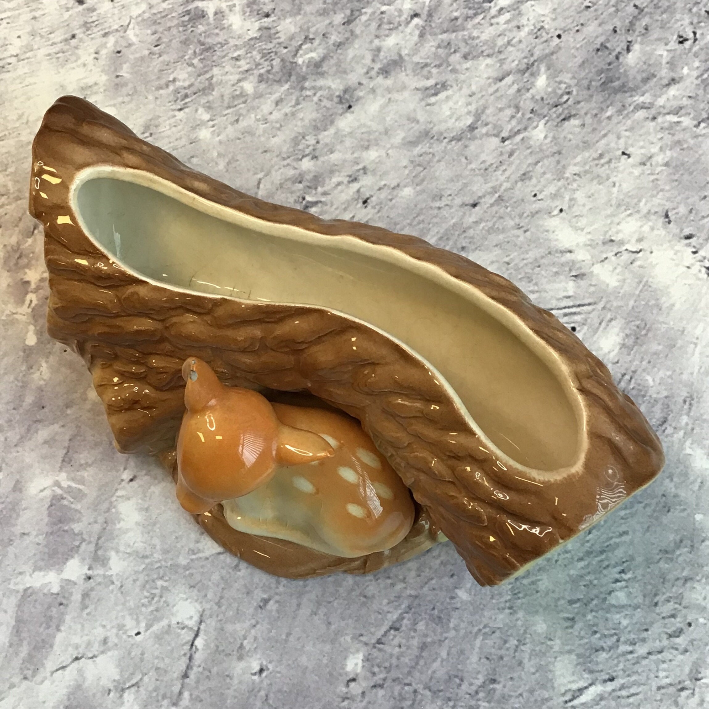 Vintage Hornsea Pottery Royal Fauna #10 Baby Deer With Log Flower