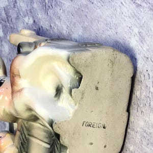 Vintage Mid Century Bambi Deer and Bluebird Ceramic Kitsch Planter