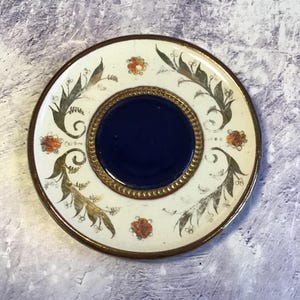 Vintage Glazed Pottery Teapot Stand, Antique Pot Rest