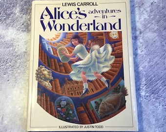 Vintage 1984 Kinderbuch: Alice's Abenteuer im Wunderland von Louis Carroll mit Dust Jacket, Farbe Illustrationen von Justin Todd