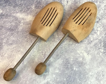 Pair of Vintage Wood and Metal Shoe Trees, Shoe Stretchers, Shoe Expanders 43-46