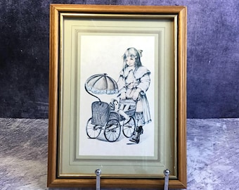 ヴィンテージプリント 少女エドゥアール・カバン 絵画 ゴールドエルセ