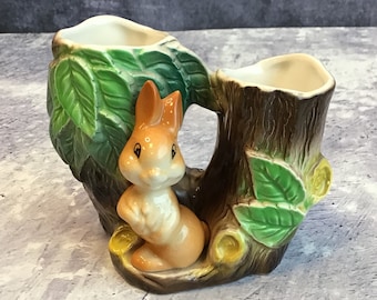 Vintage Hornsea Pottery Royal Fauna #18 Baby Deer With Log Flower