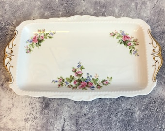 Vintage Royal Albert Bone China - Moss Rose Pattern - Sandwich Tray Plate Platter