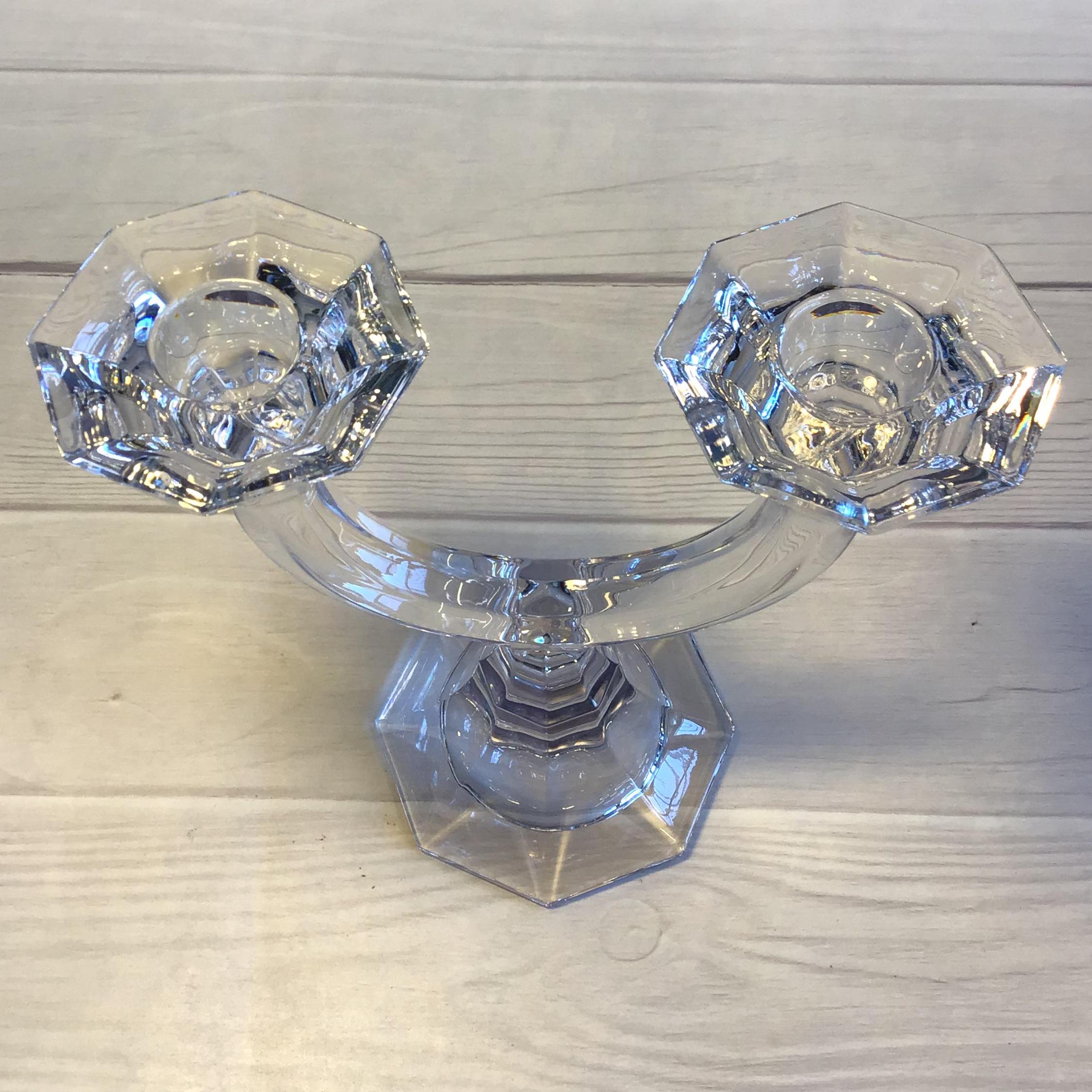 Vintage Villeroy and Boch Lead Crystal Two Arm Verdi Candlestick