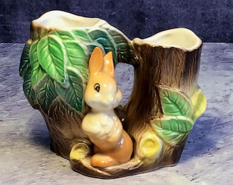 Vintage Hornsea Pottery Royal Fauna #18 Baby Deer With Log Flower