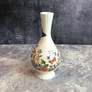 Vintage Aynsley Fine English Bone China Bud Vase - Cottage Garden Pattern, Vintage Posy Vase
