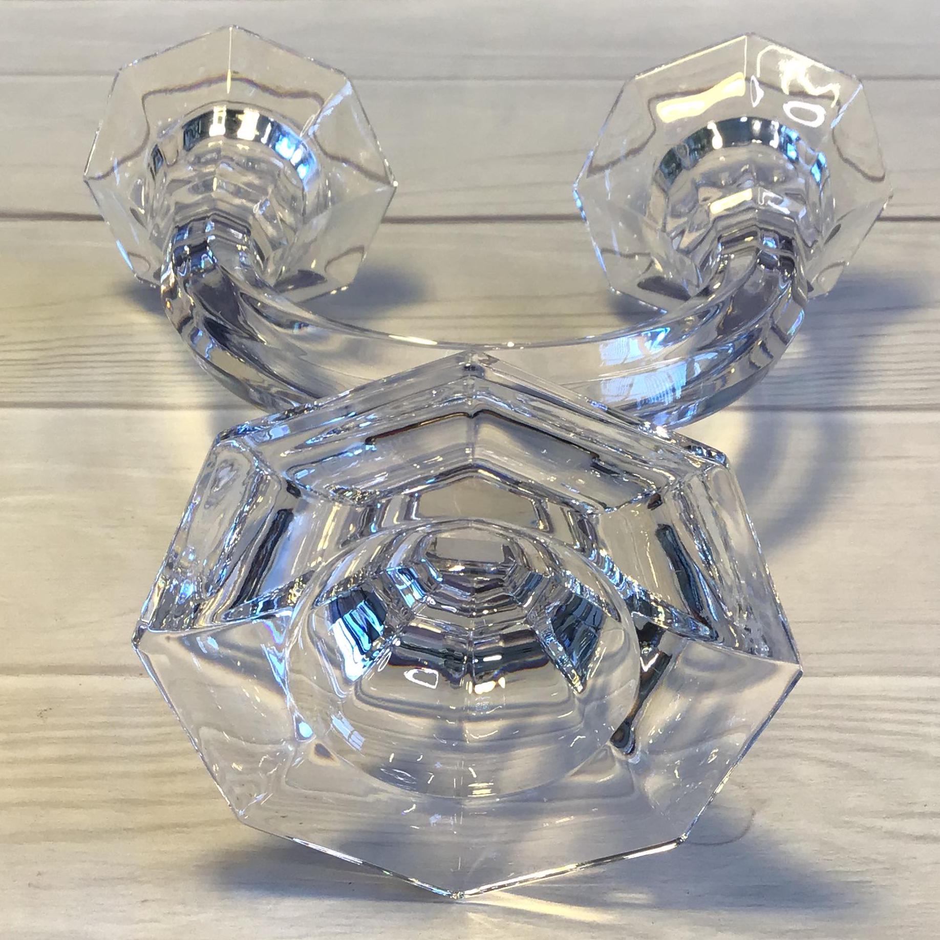 Ｖilleroy & Boch ルクセンブルク　キャンドルスタンド　２個 Vintage Villeroy and Boch Lead Crystal Two Arm Verdi Candlestick