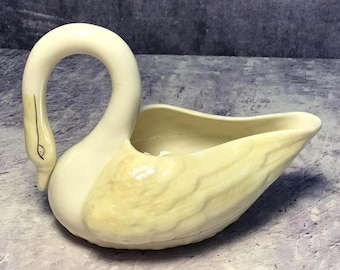 Vintage Belleek Irish Porcelain Swan Creamer, Green Mark 1965 - 1980