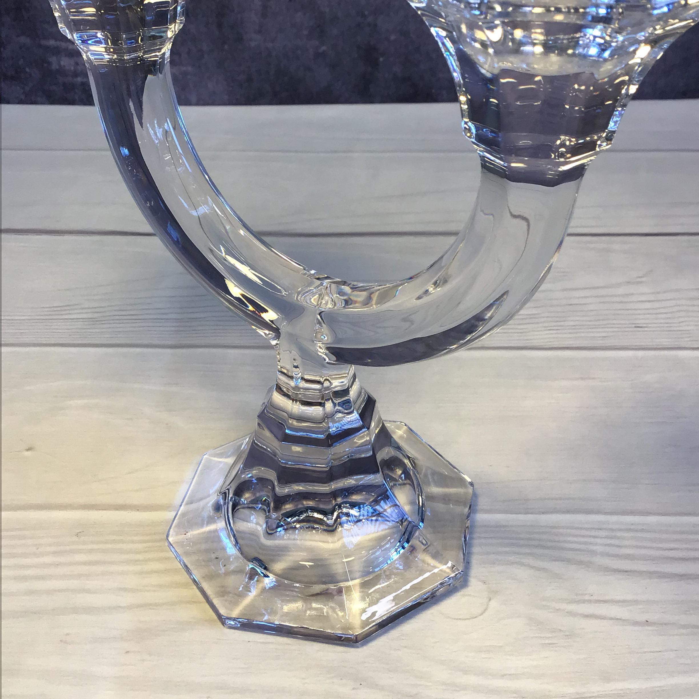 Vintage Villeroy and Boch Lead Crystal Two Arm Verdi Candlestick