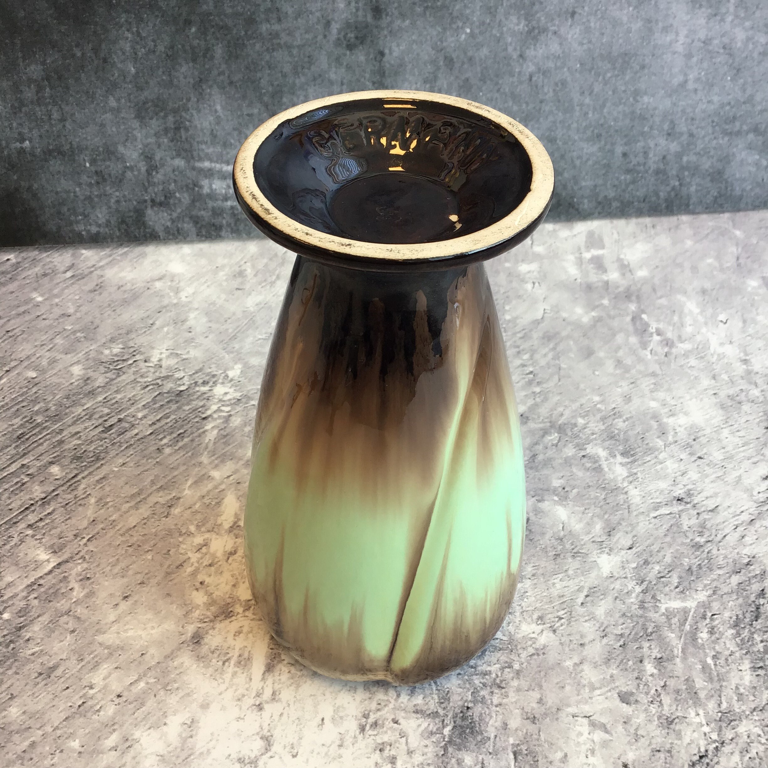 ドイツ製　ヴィンテージ Töpferhof Gramann ジャグ Lovely Vintage Mid Century German Drip Glaze Green Brown and