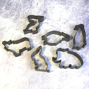 Set of 6 Vintage Metal Cookie Cutters, Animal and Bird Themed Pastry or Biscuit Moulds, Vintage Kitchenalia, Vintage Baking Utensils