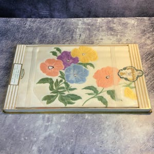 Vintage Irish Table Linen – Gold Medal Brand Hand Painted Cotton and Rayon Damask Tablecloth, Made in Ireland, Unused in Original Packaging