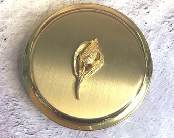 Revlon Textured Gold Turn-vintage Ladies Powder Compact-1pi