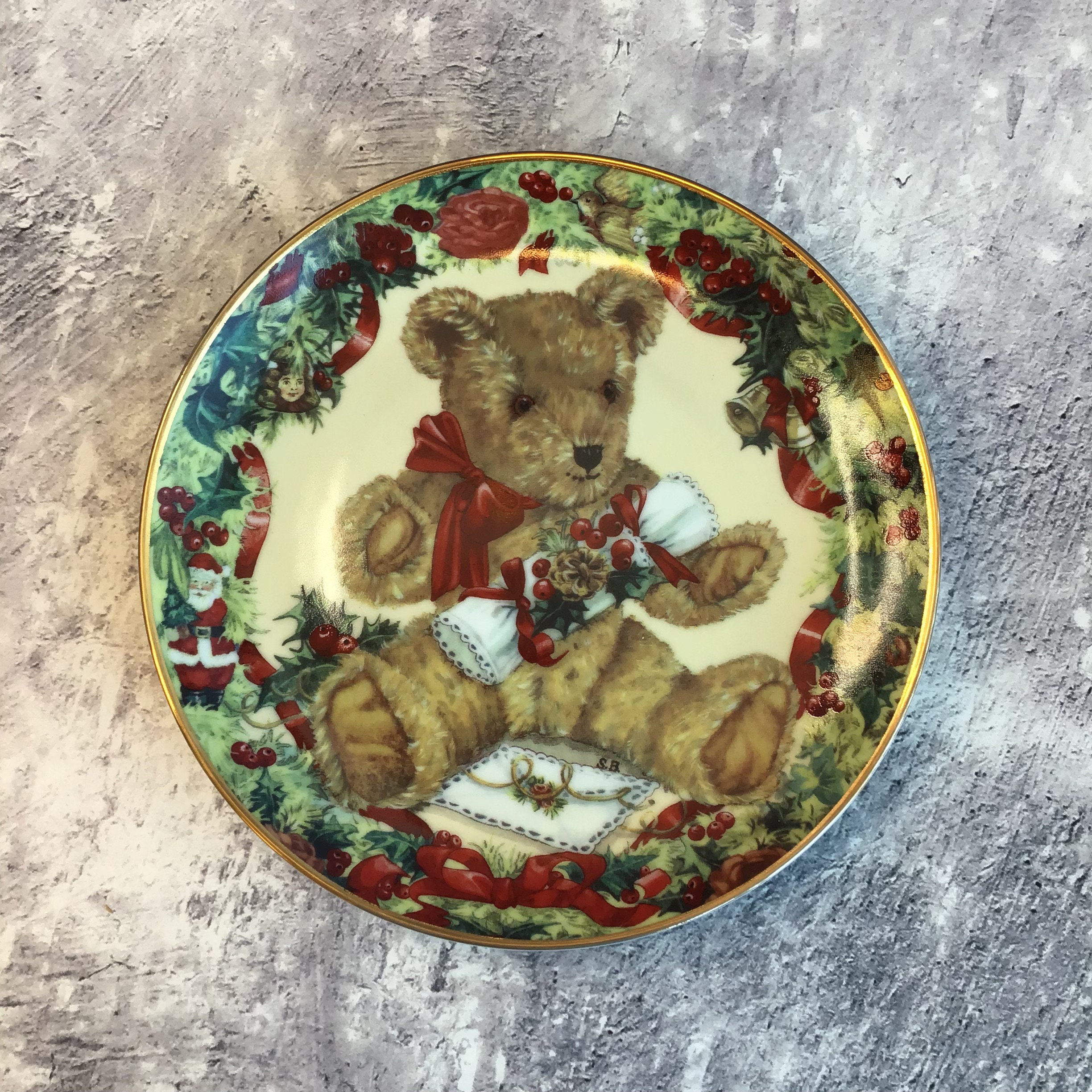 Vintage Fine Porcelain Teddy's First Christmas Plate - A Franklin