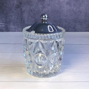Vintage Lens Glass Jam Pot / Preserve Jar With Chrome Lid, Mid Century Glass Marmalade Jar