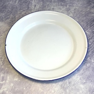 Vintage Peacock Brand Blue and White Enamel Plate or Pie Dish, Vintage Kitchenalia