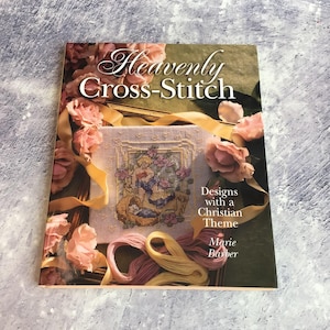 Vintage 1990s Needlecraft Book : Heavenly Cross-Stitch – Designs With A Christian Theme by Marie Barber