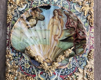 Botticelli Geburt der Venus Muschel Kunst: Blattgold Fliesendekor
