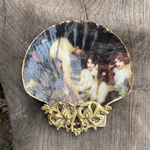 Hylas e le Ninfe, Ninfe d&#39;acqua, Pittura Waterhouse, Decoupage Shell, Decoupage Shell Dish, Scallop Shell, Trinkets, Mitologia, Arte